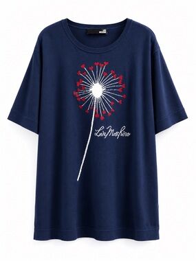 Moschino Navy Mini Dress with Red & White Dandelion Heart
